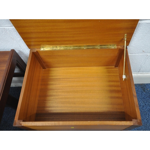159 - G PLAN, A MID-CENTURY TEAK NEST OF THREE TABLES, largest table width 53cm x depth 44cm x height 40cm... 