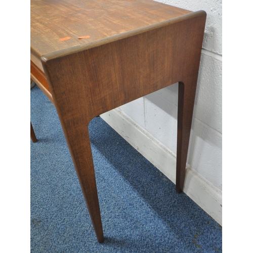 160 - POSSIBLY JOHN HERBERT FOR YOUNGER, A MID-CENTURY TEAK SIDE TABLE, with a single frieze drawer, raise... 
