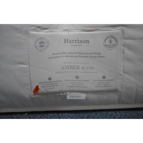 168 - A HARRISON AMBER 6700 SINGLE DIVAN BED AND MATTRESS, along with a rattan headboard, condition report... 