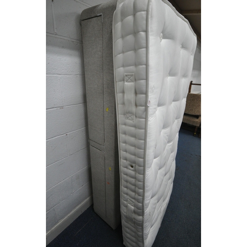 168 - A HARRISON AMBER 6700 SINGLE DIVAN BED AND MATTRESS, along with a rattan headboard, condition report... 