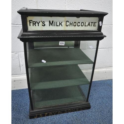 171 - J S FRY & SONS Ltd, AN EBONISED COUNTER TOP CABINET FOR FRY'S MILK CHOCOLATE, the rear door enclosin... 