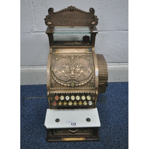 173 - NATIONAL CASH REGISTER Co, DAYTON, OHIO, U.S.A, A BRASS CASH REGISTER, of smaller proportions, with ... 