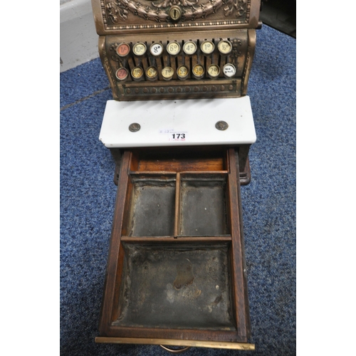 173 - NATIONAL CASH REGISTER Co, DAYTON, OHIO, U.S.A, A BRASS CASH REGISTER, of smaller proportions, with ... 