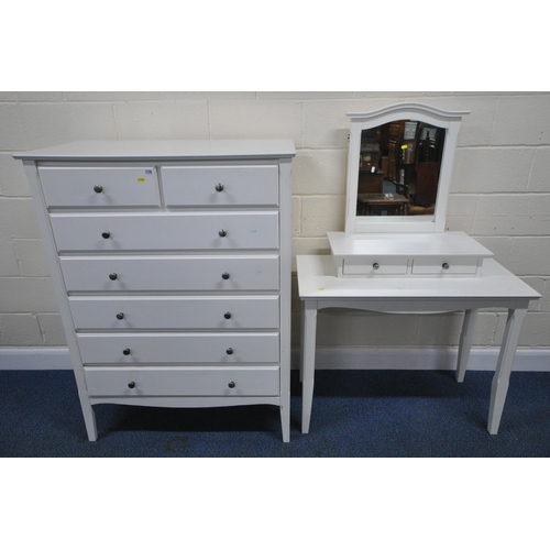 179 - A MODERN WHITE CHEST OF TWO SHORT OVER FIVE LONG DRAWERS, width 101cm x depth 56cm x height 135cm, a... 