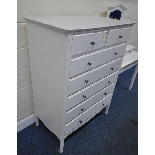 179 - A MODERN WHITE CHEST OF TWO SHORT OVER FIVE LONG DRAWERS, width 101cm x depth 56cm x height 135cm, a... 