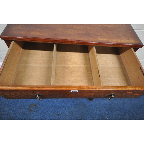 184 - AN EARLY 20TH CENTURY OAK CHEST OF FOUR DRAWERS, width 77cm x depth 46cm x height 110cm, condition r... 