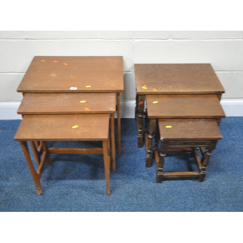 187 - A MID-CENTURY TEAK  NEST OF THREE TABLES, largest table width 57cm x depth 40cm x height 51cm, along... 