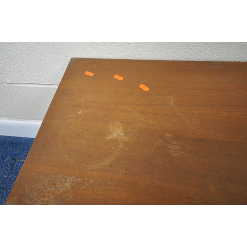 187 - A MID-CENTURY TEAK  NEST OF THREE TABLES, largest table width 57cm x depth 40cm x height 51cm, along... 