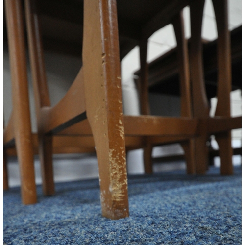 187 - A MID-CENTURY TEAK  NEST OF THREE TABLES, largest table width 57cm x depth 40cm x height 51cm, along... 
