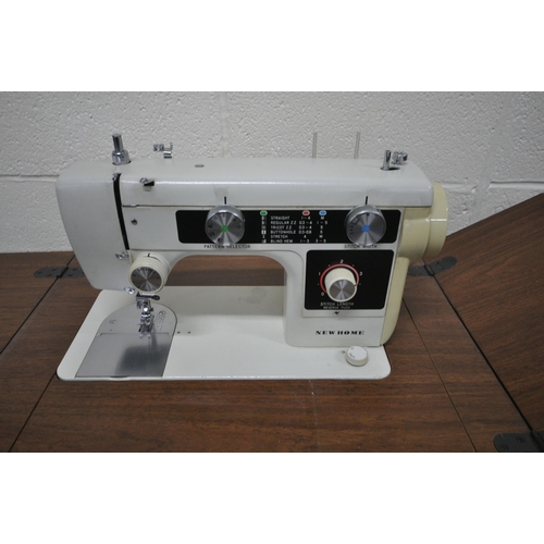 188 - A SELECTION OF OCCASIONAL FURNITURE, to include a newhome sewing machine, a sewing box, a wall clock... 