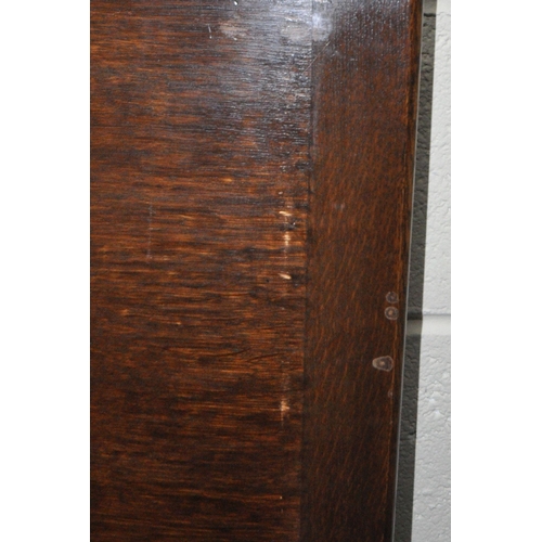 192 - A 20TH CENTURY OAK BLANKET CHEST, with three geometric panels to the front, width 91cm x depth 45cm ... 