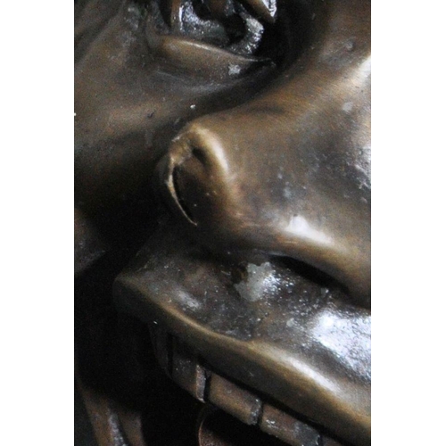 195 - POSSIBLY DAVID GOODE 'LEAFY HEAD' A CAST BRONZE WATER FEATURE, width 57cm x 66cm, condition report: ... 