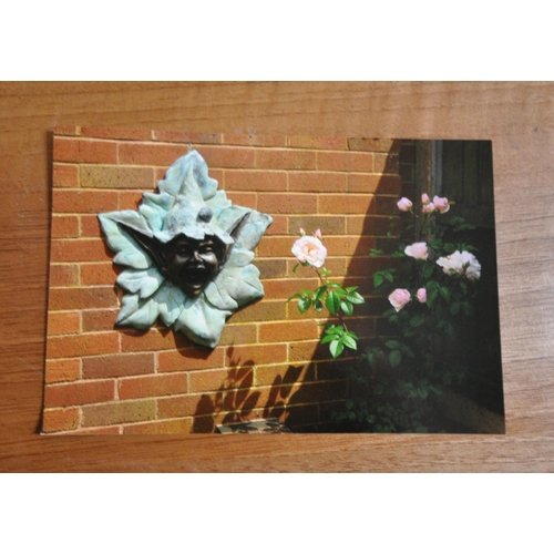 195 - POSSIBLY DAVID GOODE 'LEAFY HEAD' A CAST BRONZE WATER FEATURE, width 57cm x 66cm, condition report: ... 
