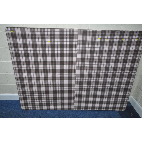 200 - A WHITE PAINTED BRASS AND CAST IRON 4FT6 BEDSTEAD, with a tartan insert, condition report: overpaint... 
