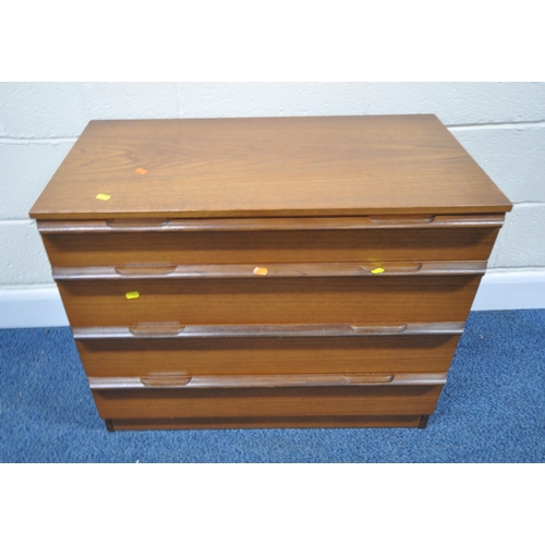 203 - A MID-CENTURY AVALON TEAK FOUR PIECE BEDROOM SUITE, comprising a double door wardrobe, width 122cm x... 