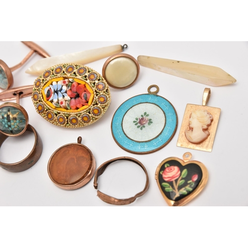 438 - AN ASSORTMENT OF JEWELLERY, to include a yellow metal cameo pendant stamped 9ct, approximate gross w... 
