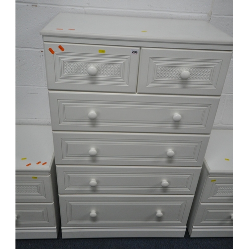 144 - ALSTONS FURNITURE, A MODERN WHITE CHEST OF TWO SHORT OVER FOUR LONG DRAWERS, width 77cm x depth 44cm... 