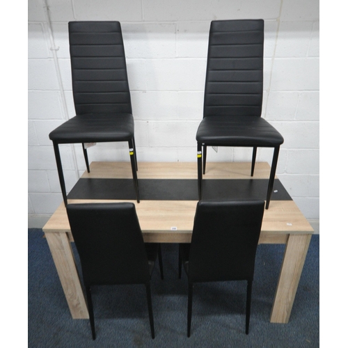 147 - A MODERN RECTANGULAR DINING TABLE, with a central strip, length 139cm x depth 80cm x height 75cm, al... 