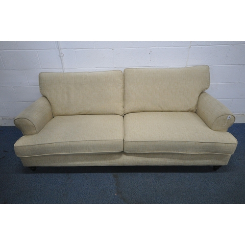 149 - NEXT, A BEIGE UPHOLSTERED LARGE TWO SEATER SOFA, length 220cm x depth 100cm x height 90cm, condition... 