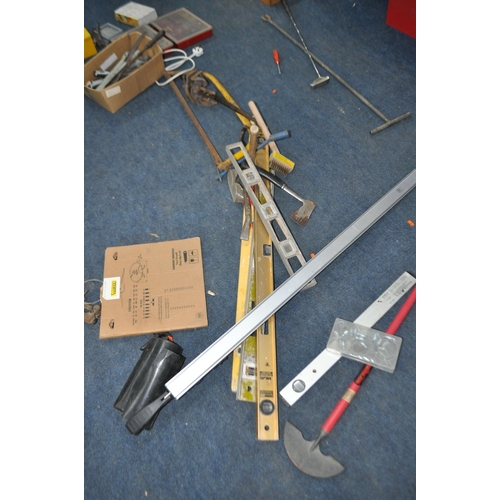 74 - A LARGE QUANTITY OF TOOLS AND HARDWARE, including coach bolts, drill bits, a pair of Record No601 bo... 