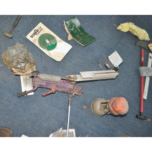74 - A LARGE QUANTITY OF TOOLS AND HARDWARE, including coach bolts, drill bits, a pair of Record No601 bo... 