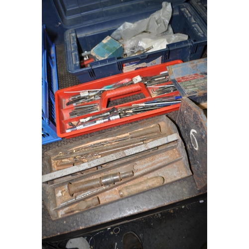 74 - A LARGE QUANTITY OF TOOLS AND HARDWARE, including coach bolts, drill bits, a pair of Record No601 bo... 