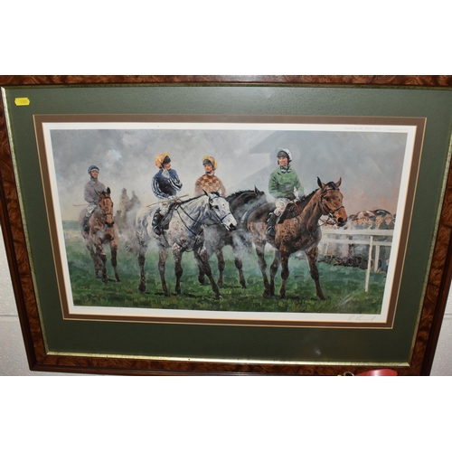 1001 - A QUANTITY OF PICTURES AND PRINTS ETC, to include a signed  Mick Cawston limited edition print of wo... 