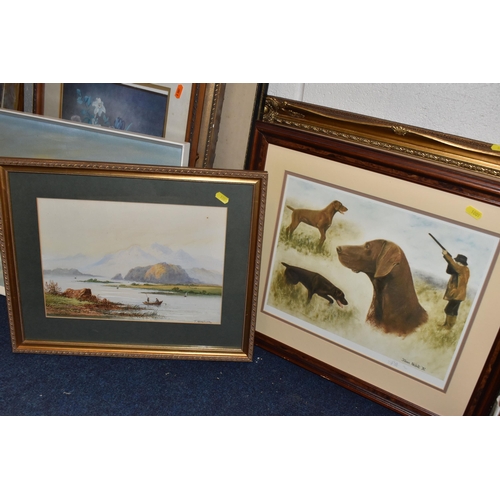 1001 - A QUANTITY OF PICTURES AND PRINTS ETC, to include a signed  Mick Cawston limited edition print of wo... 