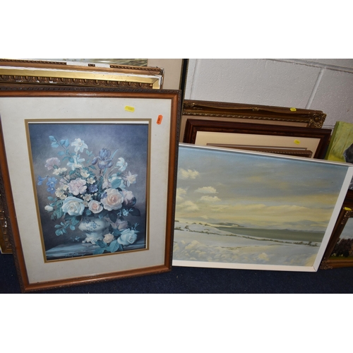 1001 - A QUANTITY OF PICTURES AND PRINTS ETC, to include a signed  Mick Cawston limited edition print of wo... 