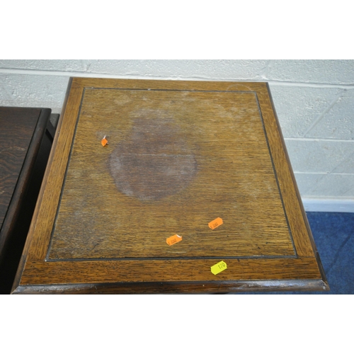 170 - AN EARLY 20TH CENTURY OAK MEDIA CABINET, with a hinged lid, a distressed fretwork front, and a singl... 