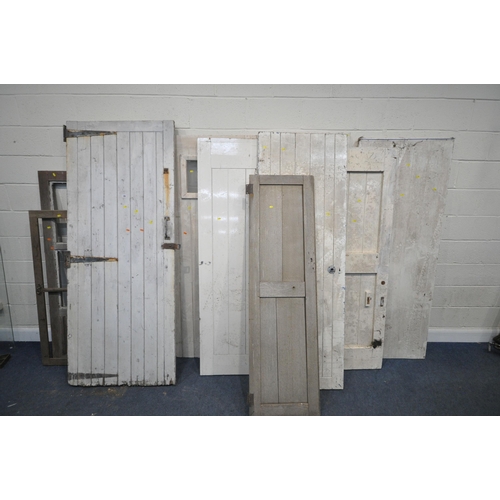 198 - TEN DOORS, varying in size and style, some painted, condition report: cannot guarantee the integrity... 