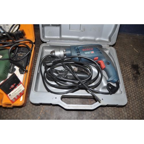 93 - TWO BOSCH POWER TOOLS comprising of a cased professional GSB 13RE drill and a cased PST48 jigsaw (bo... 
