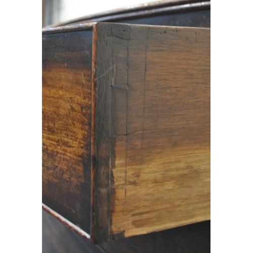 220 - A GEORGIAN MAHOGANY BOW FRONT CHEST OF TWO SHORT OVER THREE GRADUATED DRAWERS, raised on bracket fee... 