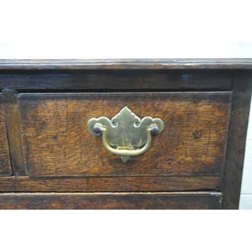222 - A GEORGIAN OAK CHEST OF THREE SHORT OVER THREE LONG GRADUATED DRAWERS, raised on bracket feet, width... 