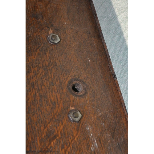 222 - A GEORGIAN OAK CHEST OF THREE SHORT OVER THREE LONG GRADUATED DRAWERS, raised on bracket feet, width... 