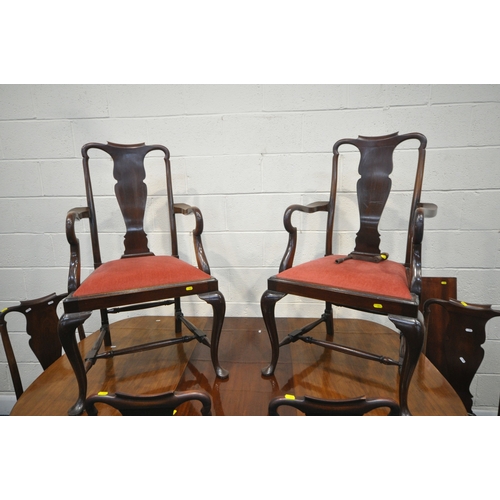 224 - AN EDWARDIAN MAHOGANY WIND OUT DINING TABLE, with two additional leaves, raised on square tapered le... 