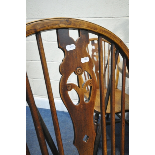 225 - A GEORGIAN OAK GATE LEG TABLE, open width 146cm x depth 125cm x height 74cm, along with a set of fiv... 