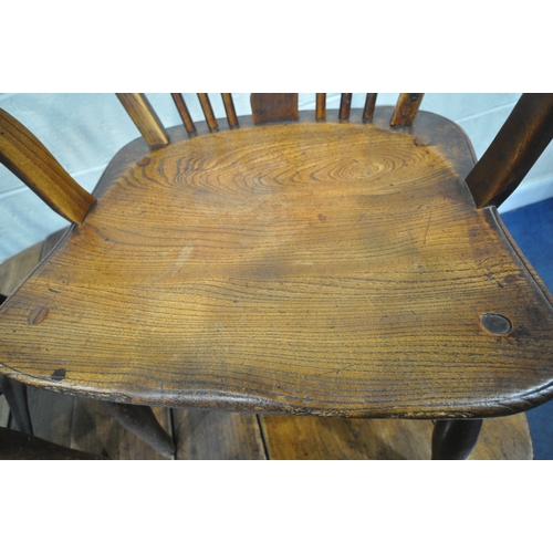 225 - A GEORGIAN OAK GATE LEG TABLE, open width 146cm x depth 125cm x height 74cm, along with a set of fiv... 