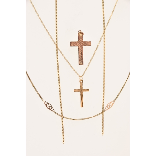 440 - ASSORTED PIECES OF JEWELLERY, to include a 9ct gold fancy link fine chain, fitted with a spring clas... 