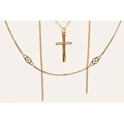 440 - ASSORTED PIECES OF JEWELLERY, to include a 9ct gold fancy link fine chain, fitted with a spring clas... 