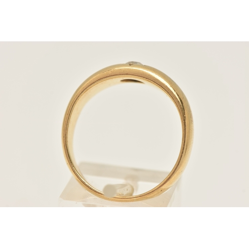 465 - A YELLOW METAL DIAMOND RING, star set old cut diamond, approximately 0.30ct, to the polished taperin... 