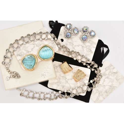 474 - A 'GROSSE' NECKLACE AND EARRINGS, a white metal statement necklace, bezel set with colourless and gr... 