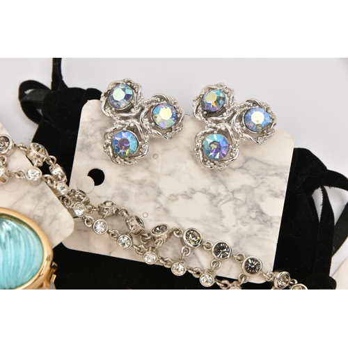 474 - A 'GROSSE' NECKLACE AND EARRINGS, a white metal statement necklace, bezel set with colourless and gr... 