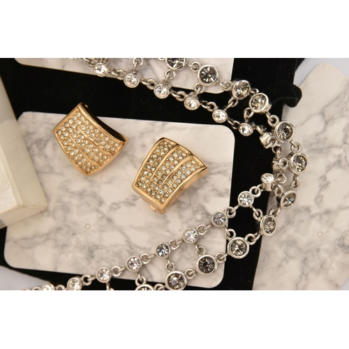474 - A 'GROSSE' NECKLACE AND EARRINGS, a white metal statement necklace, bezel set with colourless and gr... 