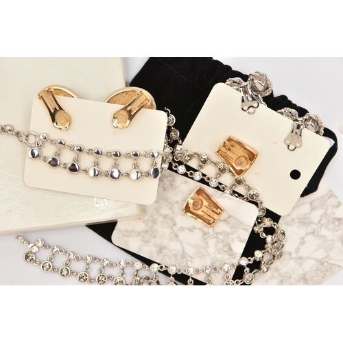 474 - A 'GROSSE' NECKLACE AND EARRINGS, a white metal statement necklace, bezel set with colourless and gr... 