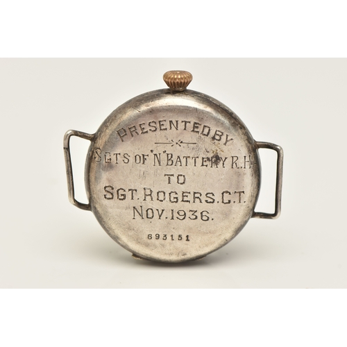 500 - A 'WEST END WATCH CO' TRENCH WATCH HEAD, manual wind, worn luminescent Arabic numerals and hands, su... 