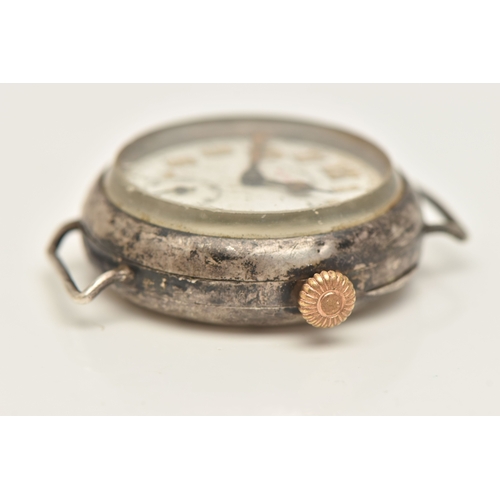 500 - A 'WEST END WATCH CO' TRENCH WATCH HEAD, manual wind, worn luminescent Arabic numerals and hands, su... 