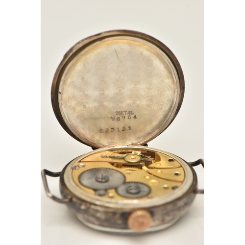 500 - A 'WEST END WATCH CO' TRENCH WATCH HEAD, manual wind, worn luminescent Arabic numerals and hands, su... 