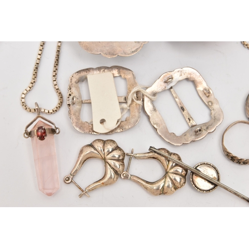 518 - AN ASSORTMENT OF SILVER AND WHITE METAL JEWELLERY, to include a silver brooch, hallmarked 'Robert Al... 