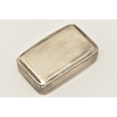 530 - AN EARLY VICTORIAN 'NATHANIEL MILLS' SILVER SNUFF BOX, of a rectangular form with hinged cover, hall... 